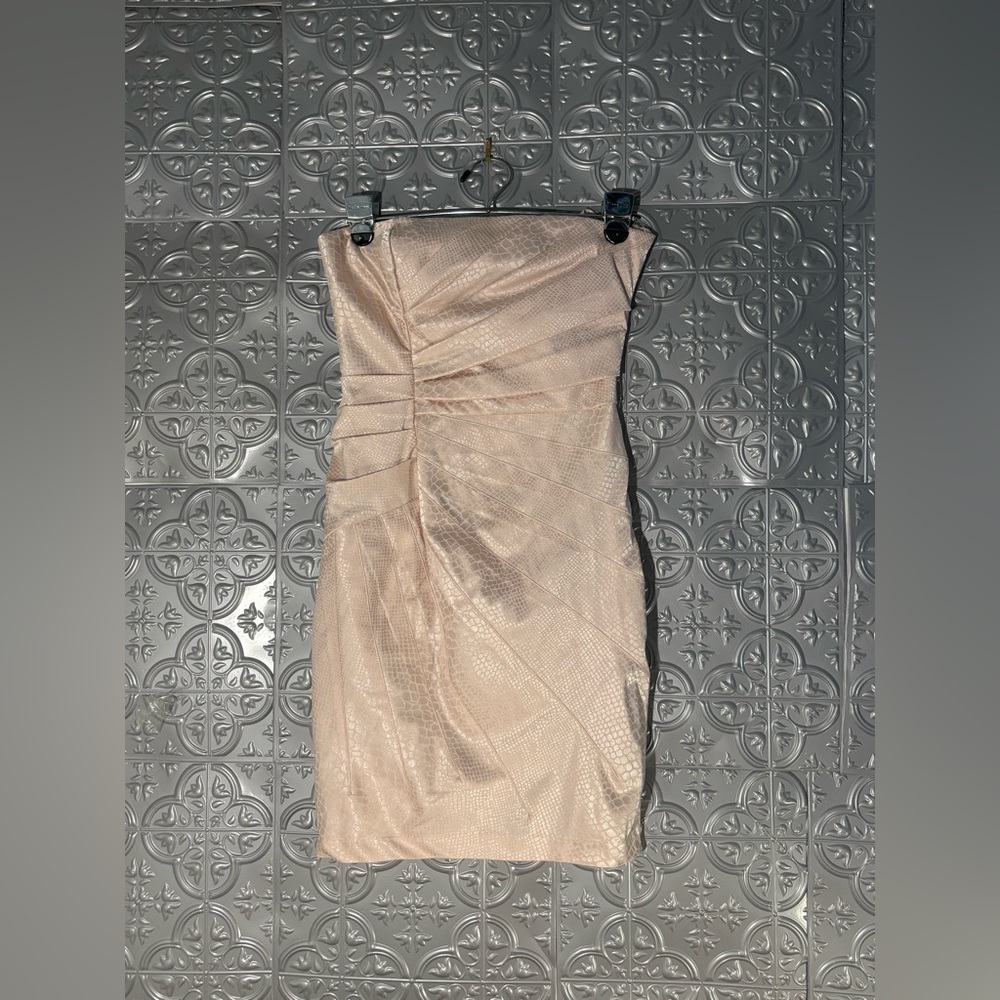 Jodi Kristopher Pink Tube Strapless Dress snake print Mini Boned Cocktail party